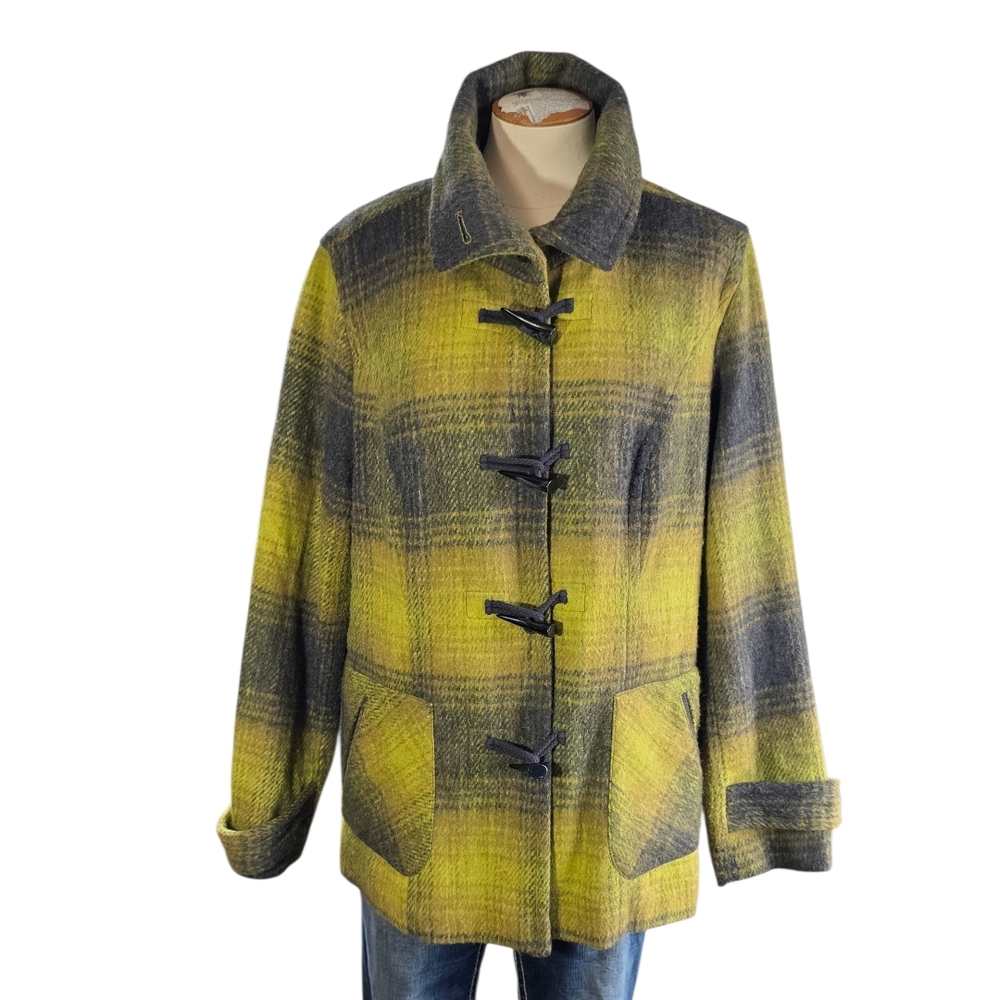 Coldwatwr Creek Wool-Blend Plaid Toggle Coat Womens Size 14 - Picture 3 of 11